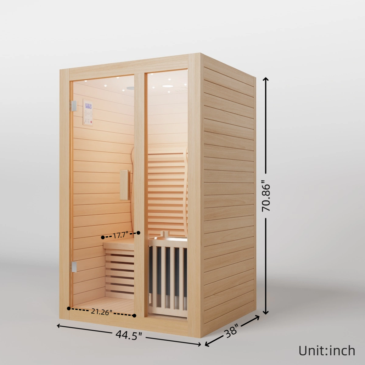 ZONEMEL Customized Wooden Steam Sauna Room – 2 Person, Canadian Hemlock, 3.5KW Harvia Heater, USB Music, for Indoor Wellness