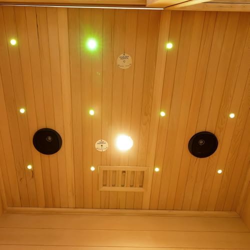 Wooden Steam Sauna Room, 2 Person Canadian Red Cedar Luxurious Indoor Sauna with 4.5 KW Harvia Stove Heater, Bluetooth Speaker, Sauna Stone, Wooden Bucket, Scoop, Reading Light, Hourglass, 220V