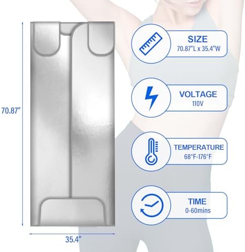 ZONEMEL 3 Zone Digital Far-Infrared Heat Sauna Blanket, Body Shaper Sauna Slimming Blanket Detox Therapy Machine Fitness, Adjustable Size