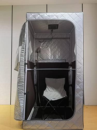 ZONEMEL Full Size Portable Infrared Sauna, Personal Sauna for Home, Spa Tent for Detox Therapy with Upgrade Reinforced Portable Chair, Heating Foot Pad-Silver, L33.9 xW33.9 xH66.5