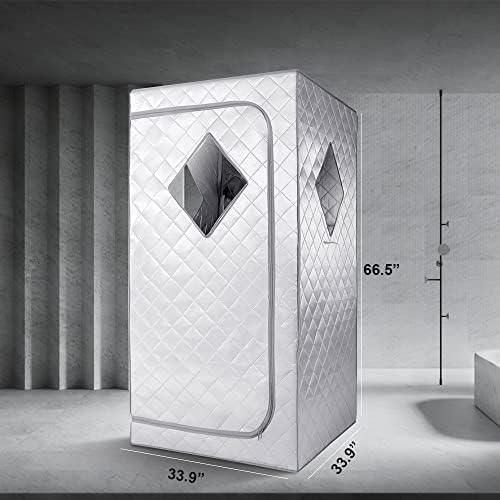 ZONEMEL Full Size Portable Infrared Sauna, Personal Sauna for Home, Spa Tent for Detox Therapy with Upgrade Reinforced Portable Chair, Heating Foot Pad-Silver, L33.9 xW33.9 xH66.5
