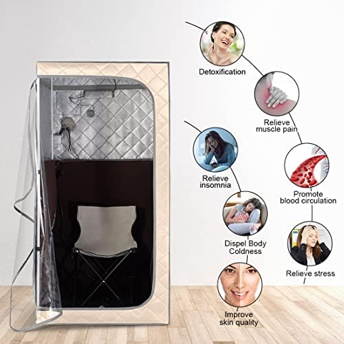 ZONEMEL Full Size Portable Personal Infrared Sauna for Home, Personal Home Spa Tent with Remote Control, Heating Foot Pad, Led Light, Foldable Reinforced Chair (L33.9 x W33.9 x H66.5)