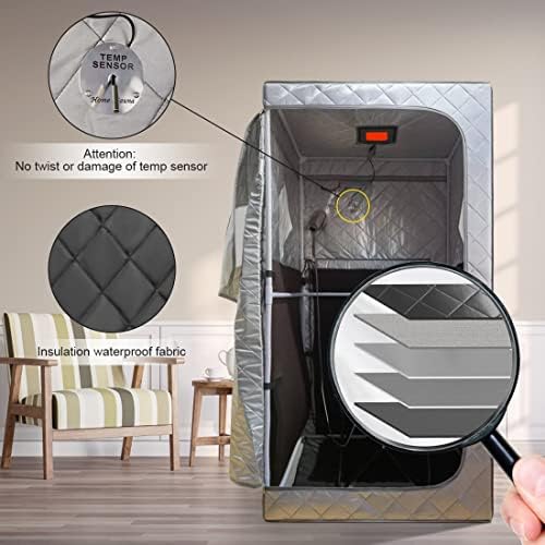 ZONEMEL Full Size Sauna,Portable Far Infrared Sauna Tent with Foldable Chair, Personal Sauna for Home Detox Calm Your Body and Mind-Silver, No Foot pad (L 33.9" x W 33.9" x H 66.5")