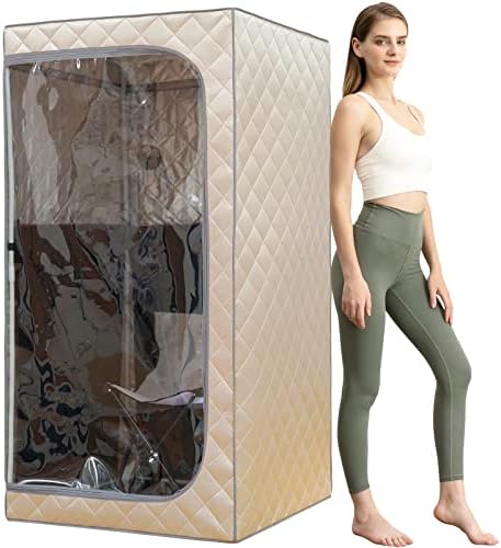 ZONEMEL Full Size Far Infrared Sauna, One Person Home SPA with Time & Temperature Remote, Chair, Light, 1 Person Privacy Indoor Saunas for Relaxation Detox (L33.9 x W33.9 x H66.5)