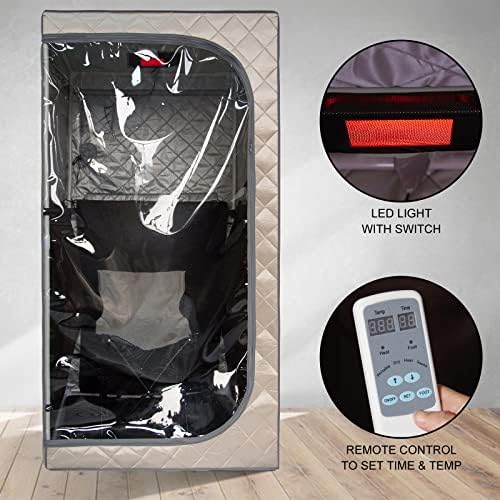 ZONEMEL Full Size Portable Personal Infrared Sauna for Home, Personal Home Spa Tent with Remote Control, Heating Foot Pad, Led Light, Foldable Reinforced Chair (L33.9 x W33.9 x H66.5)