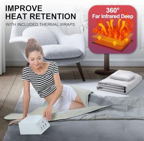 ZONEMEL Far Infrared Sauna Blanket with Hot Stone Heating Pad, Personal Sauna for Detox, Therapy, Recovery