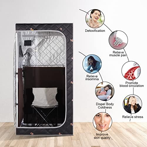 ZONEMEL Sauna for Detoxification, Portable Far Infrared Sauna Tent with Heating Foot Pad, Foldable Chair,Personal Sauna for Home Detox Calm Your Body and Mind (L33.9 x W33.9 x H66.5)