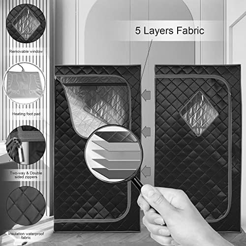 ZONEMEL Portable Full Size Infrared Sauna, Home Spa Detox Therapy with Upgrade Reinforced Portable Chair-Black Grey, L33.9 x W33.9 x H66.5