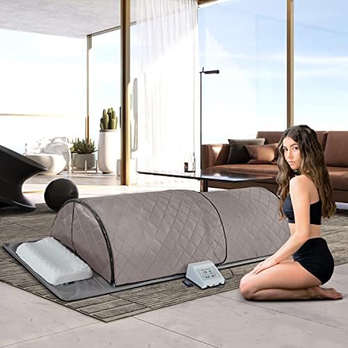 ZONEMEL Personal Infrared Sauna Dome for Home Spa, 360 Degree Coverage Lying Down Hot Carbon Sauna, Portable Full Body Sauna with Pillows and Mat, Dry Heat