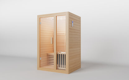 ZONEMEL Customized Wooden Steam Sauna Room – 2 Person, Canadian Hemlock, 3.5KW Harvia Heater, USB Music, for Indoor Wellness
