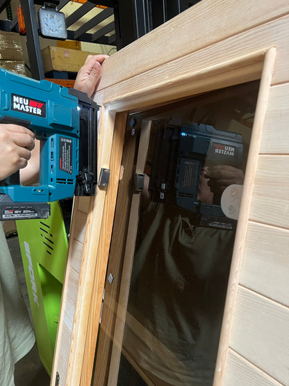 Outdoor Corner Steam Sauna for 2-4 Person – Discounted Left‑Door Model with Minor Cosmetic Defects, Canadian Hemlock, 6KW ETL Heater, Modern Sauna Box with Waterproof Asphalt Tiles, 220V (0‑195℉)