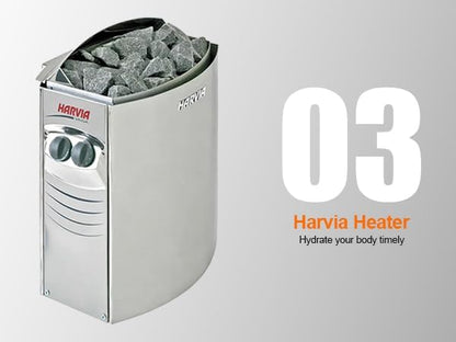 Outdoor Steam Sauna for 2-3 Person Canadian Red Cedar 4.5KW Harvia Heater