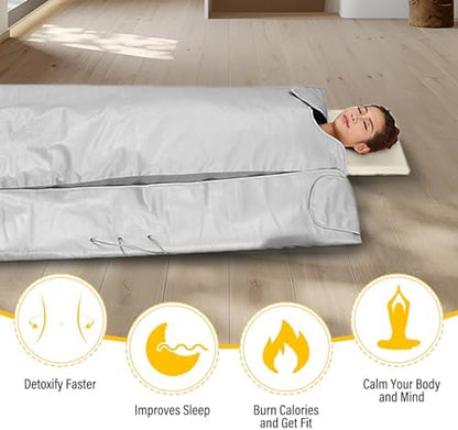 ZONEMEL Far Infrared Sauna Blanket with Hot Stone Heating Pad, Personal Sauna for Detox, Therapy, Recovery