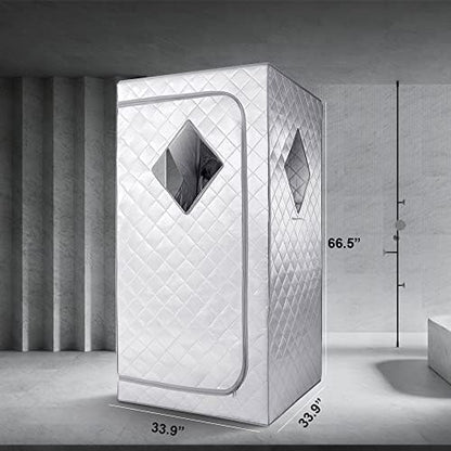 ZONEMEL Full Size Portable Infrared Sauna, Personal Sauna for Home, Spa Tent for Detox Therapy with Upgrade Reinforced Portable Chair, Heating Foot Pad-Silver, L33.9 xW33.9 xH66.5