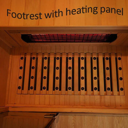 4 People Indoor Infrared Sauna, Low EMF Full Spectrum Red Heater with Carbon Heating Panels, Canadian Hemlock Wood, WiFi Control, 7-Color Starry Light, Reading Lamp, 2700W, 220V