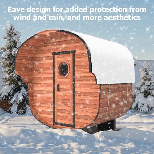 ZONEMEL Indoor and Outdoor Barrel Sauna Room with Asphalt Shingle Roof, Wood Steam Sauna with 4.5KW Harvia Heater, Tempered Glass, Mostly for 2 People Sauna Bath