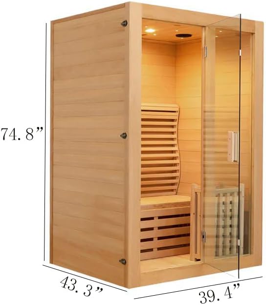 1 Person Canadian Hemlock Luxurious Indoor Sauna with 3.5 KW Harvia Stove Heater