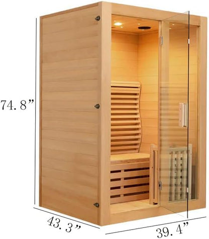 1 Person Canadian Hemlock Luxurious Indoor Sauna with 3.5 KW Harvia Stove Heater