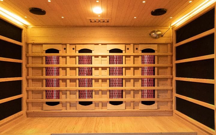 Luxury Dual-System Wood Sauna Room for 4-6 Person, Hybrid Indoor Sauna Hemlock