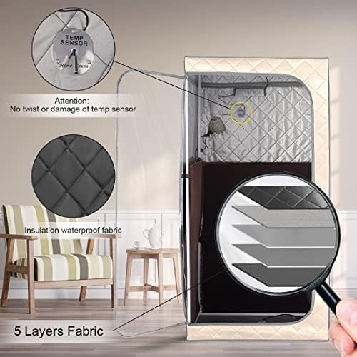 ZONEMEL Full Size Far Infrared Sauna, One Person Home SPA with Time & Temperature Remote, Chair, Light, 1 Person Privacy Indoor Saunas for Relaxation Detox (L33.9 x W33.9 x H66.5)