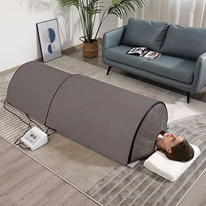 ZONEMEL Personal Infrared Sauna Dome for Home Spa, 360 Degree Coverage Lying Down Hot Carbon Sauna, Portable Full Body Sauna with Pillows and Mat, Dry Heat