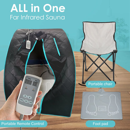 Zonemel Infrared Portable Sauna Kits 1 Person 1050W Home Spa Full Body, L 27.6" x W 31.5" x H 37.8"