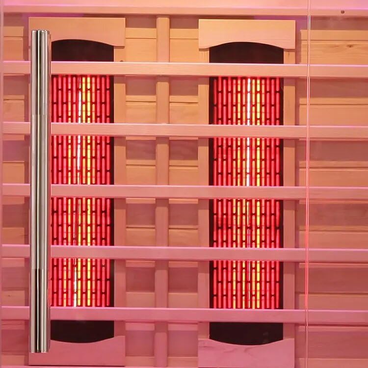 4 People Indoor Infrared Sauna, Low EMF Full Spectrum Red Heater with Carbon Heating Panels, Canadian Hemlock Wood, WiFi Control, 7-Color Starry Light, Reading Lamp, 2700W, 220V