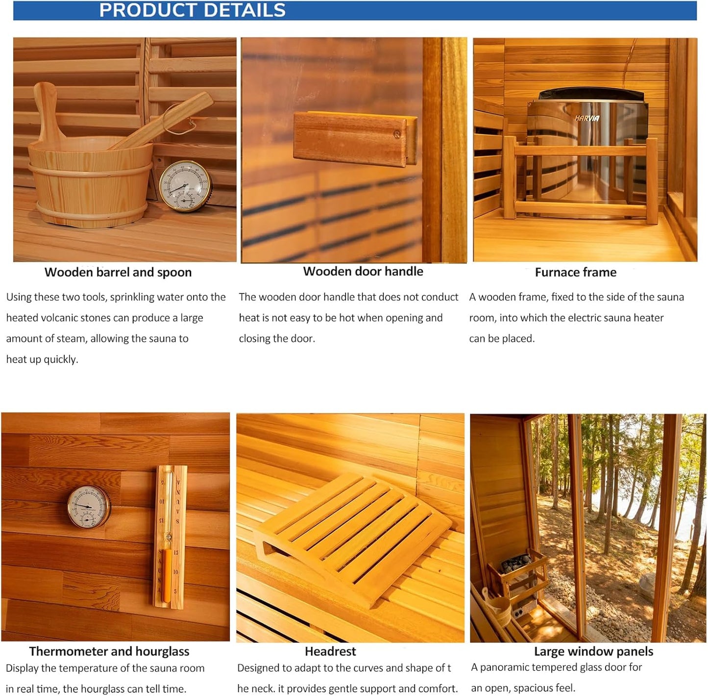 Outdoor Corner Steam Sauna for 2-4 Person, Canadian Red Cedar, 6KW ETL Harvia Heater, Modern Sauna Box with Waterproof Asphalt Tiles, Left Door, 220V (0-195℉)