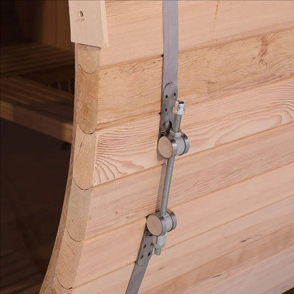 Outdoor Barrel Steam Sauna for 2 Person, Canadian Hemlock Wood, 4.5KW Harvia Heater, 8mm Tempered Glass, Sauna Stone, Water Bucket, Ladle, Lights, 220V, 195°F,WiFi control