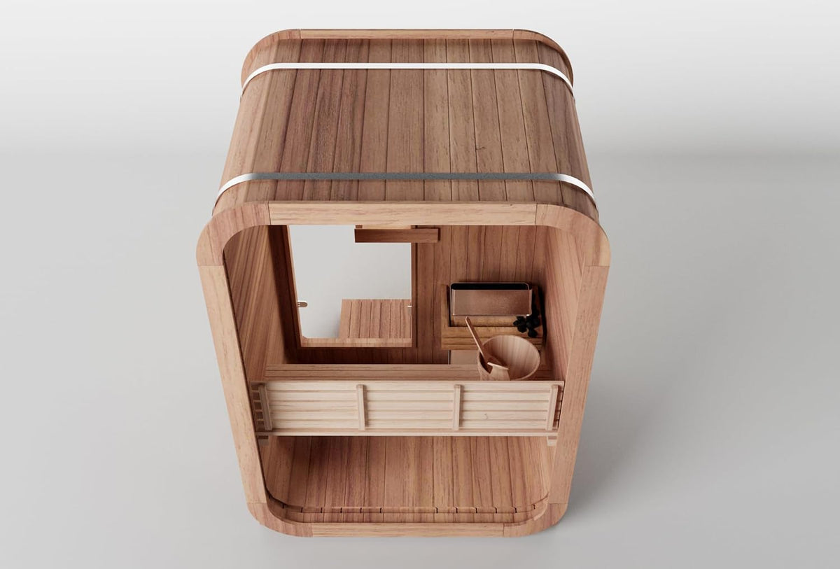 Outdoor Steam Sauna for 2-3 Person Canadian Red Cedar 4.5KW Harvia Heater