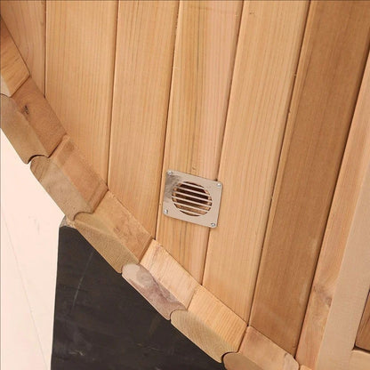 Outdoor Barrel Steam Sauna for 2 Person, Canadian Hemlock Wood, 4.5KW Harvia Heater, 8mm Tempered Glass, Sauna Stone, Water Bucket, Ladle, Lights, 220V, 195°F,WiFi control