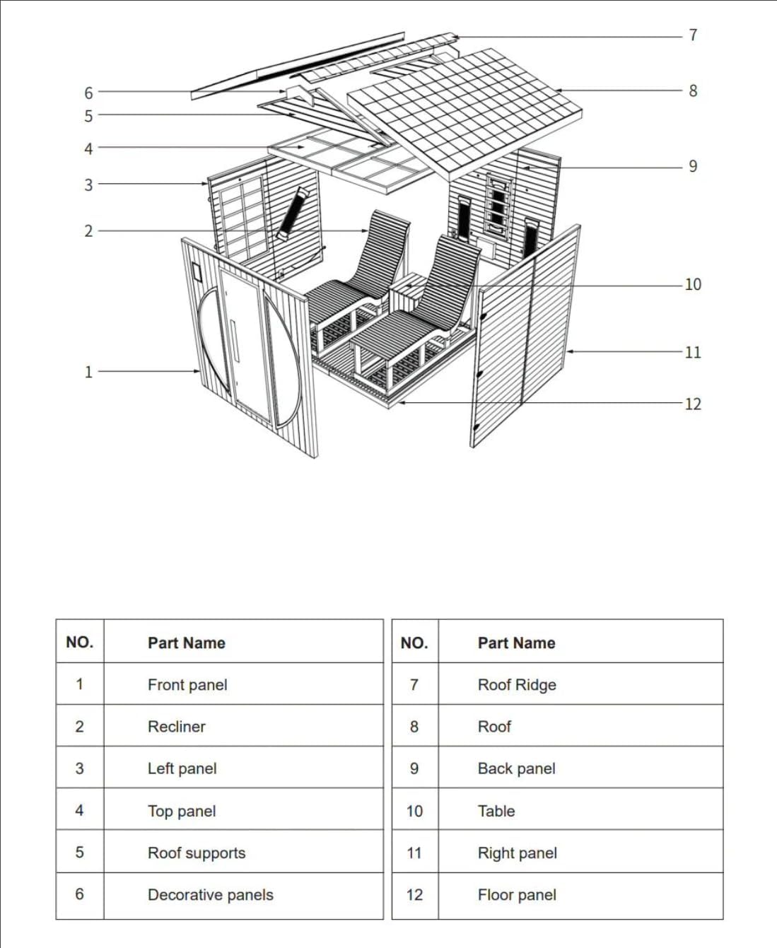 Infrared 2 Person Wooden Sauna Room with Recliner, Canadian Hemlock Outdoor 3400 Watt, Rainproof Roof, 220V, WiFi Control