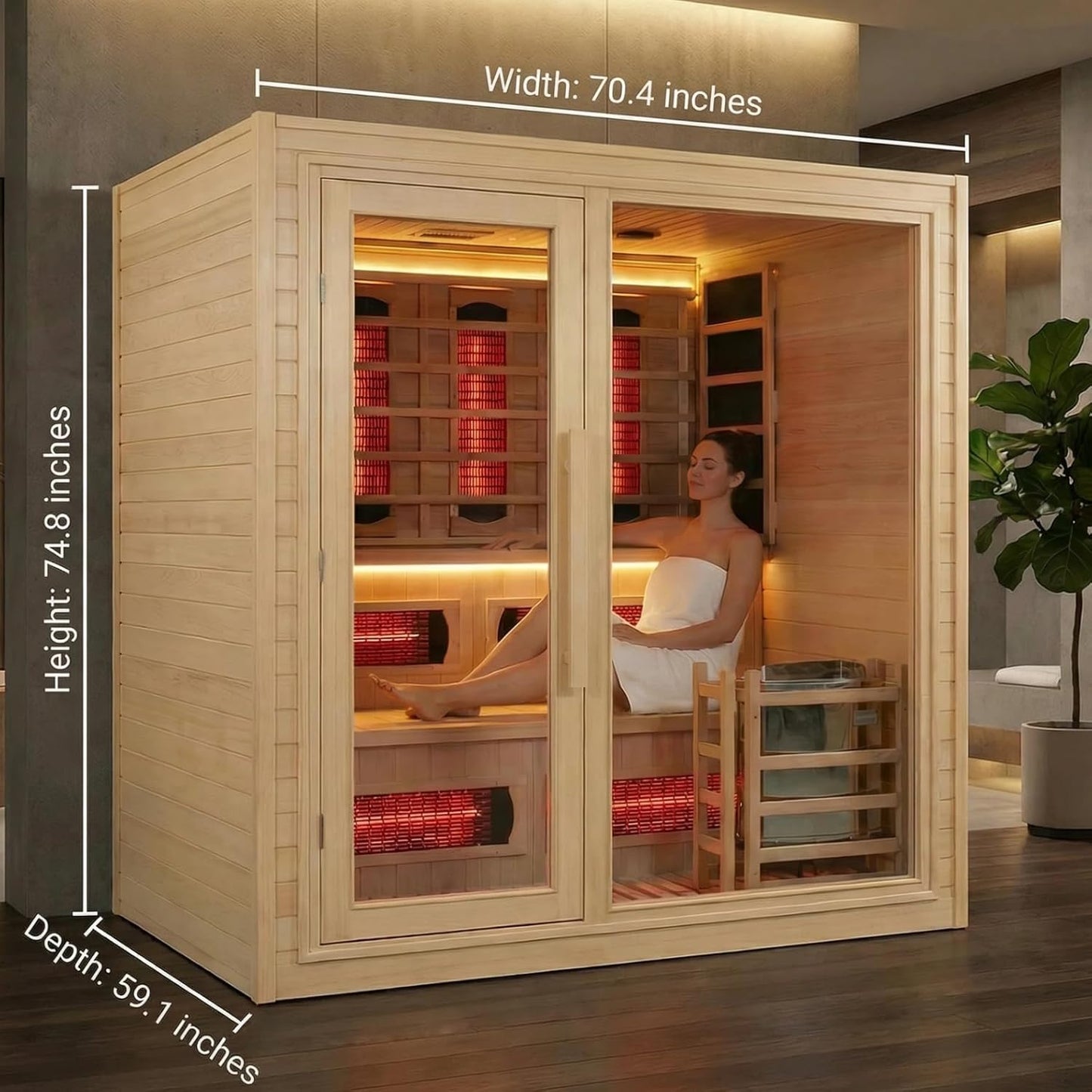 Hemlock Indoor Luxury Hybrid Sauna for 4-5 People