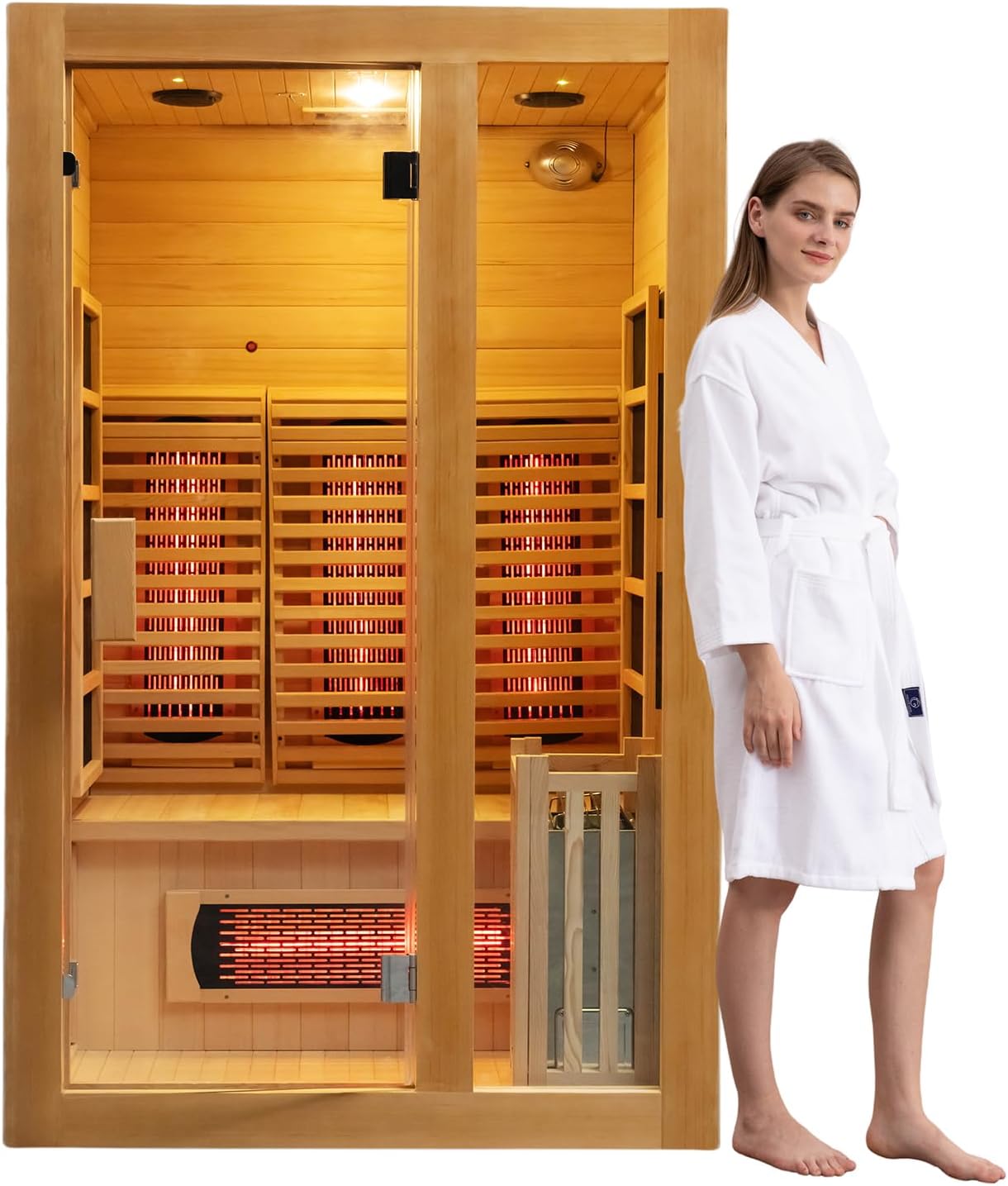 2 Person Full Spectrum Infrared & Traditional Steam Hybrid Indoor Sauna