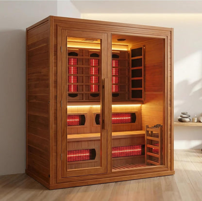 4-5 Person Red Cedar Dual Dry & Wet System Indoor Luxury Sauna