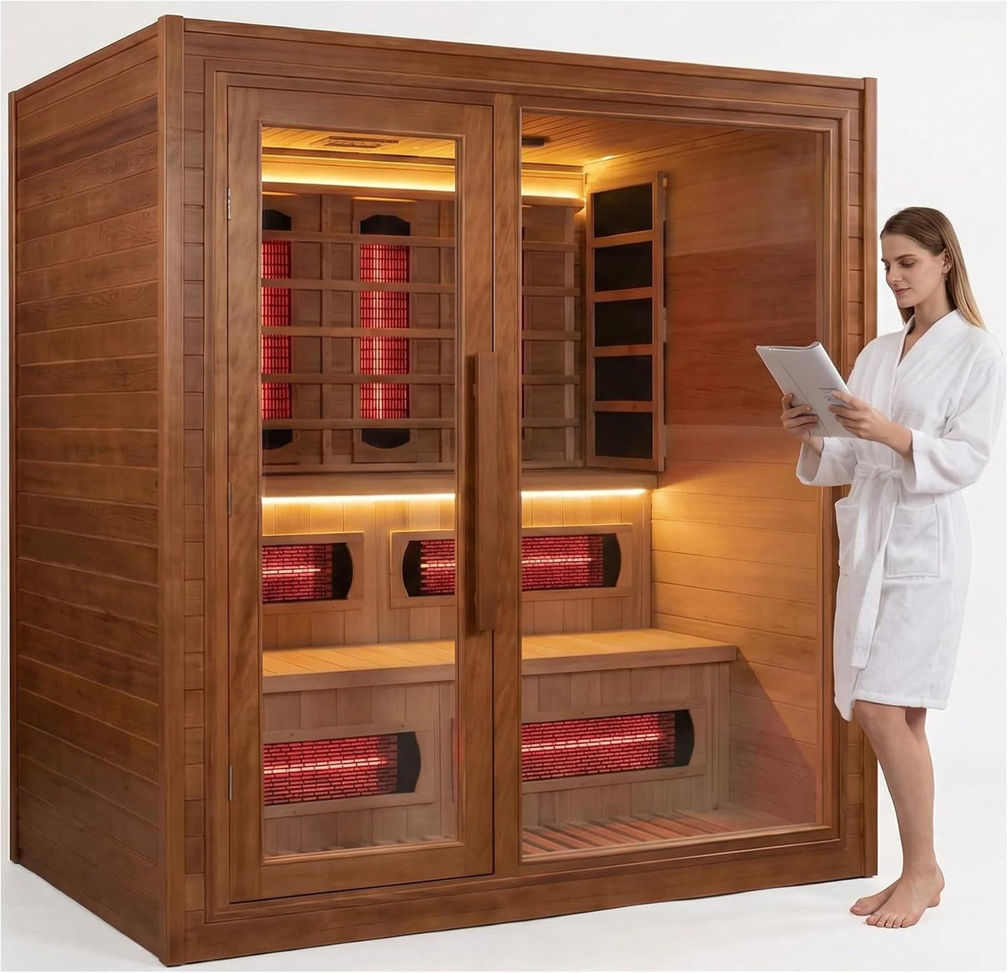 4-5 Person Red Cedar Dual Dry & Wet System Indoor Luxury Sauna