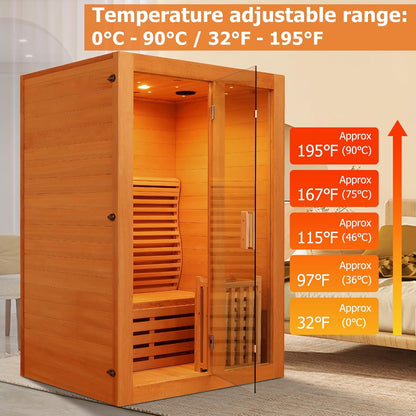 2 Person Canadian Red Cedar Luxurious Indoor Sauna with 3.5 KW Harvia Stove Heater