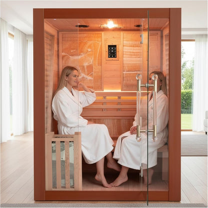 2 Person Canadian Red Cedar Indoor Sauna with 4.5 KW Harvia Stove Heater