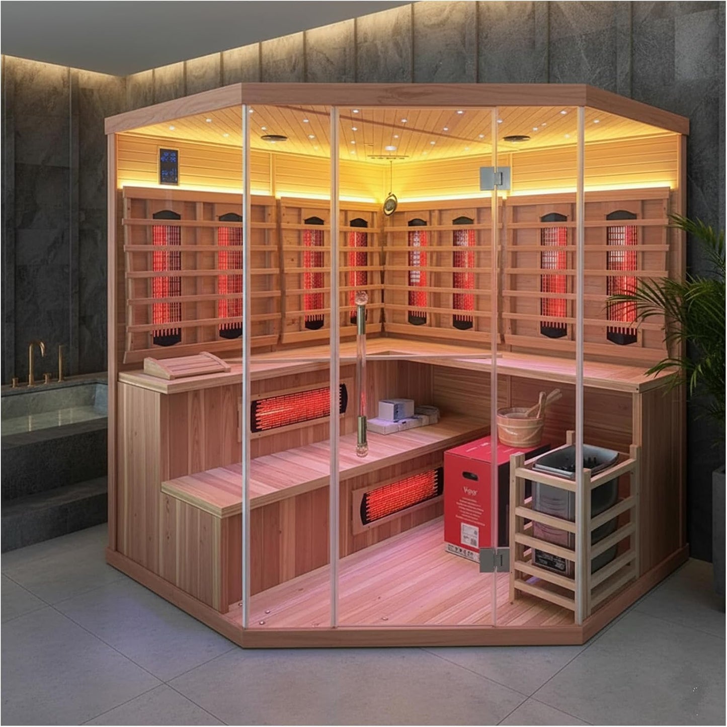 Indoor Hybrid Red Cedar Sauna for 4-6 People