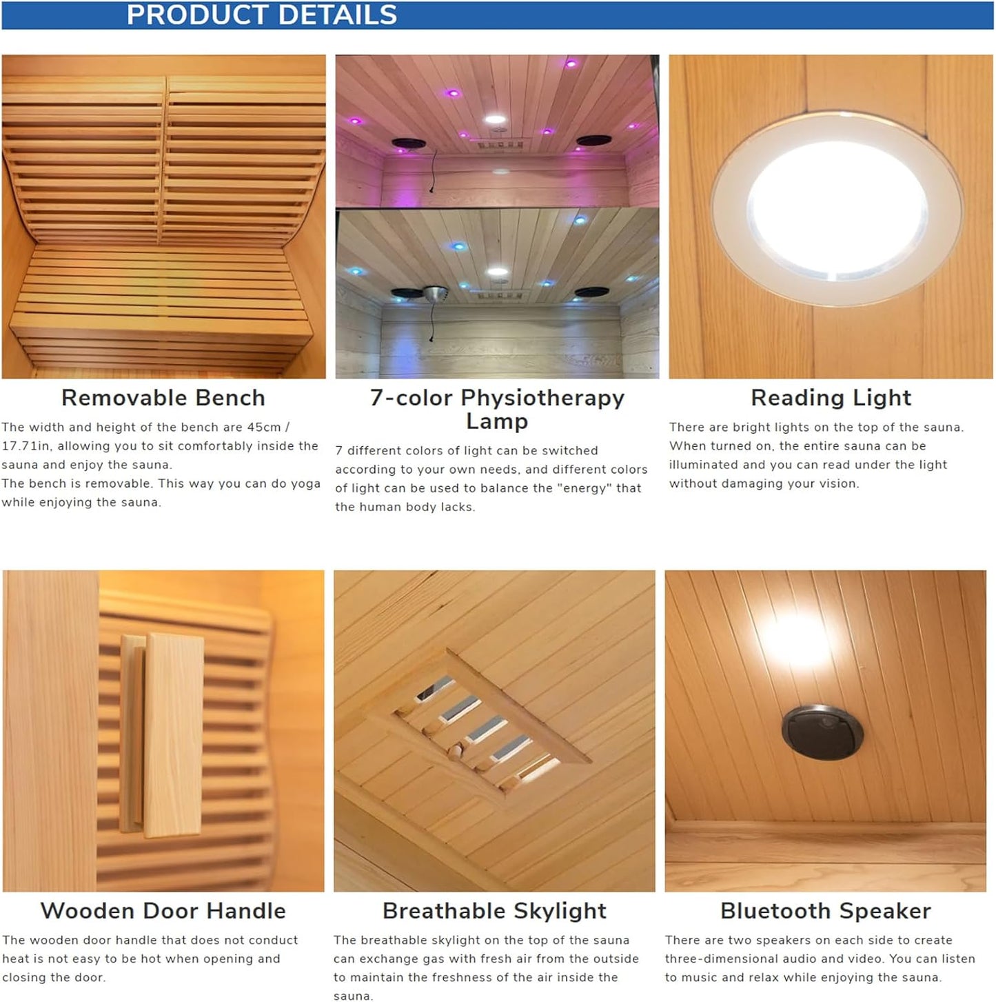 2-3 Person Canadian Red Cedar Indoor Finnish Sauna with 4.5 KW Harvia Stove Heater WiFi
