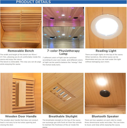 1 Person Canadian Hemlock Luxurious Indoor Sauna with 3.5 KW Harvia Stove Heater
