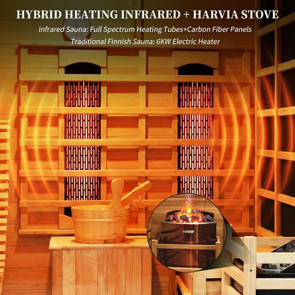 Indoor Hybrid Hemlock  Sauna with Recliner for 2 or 3 People