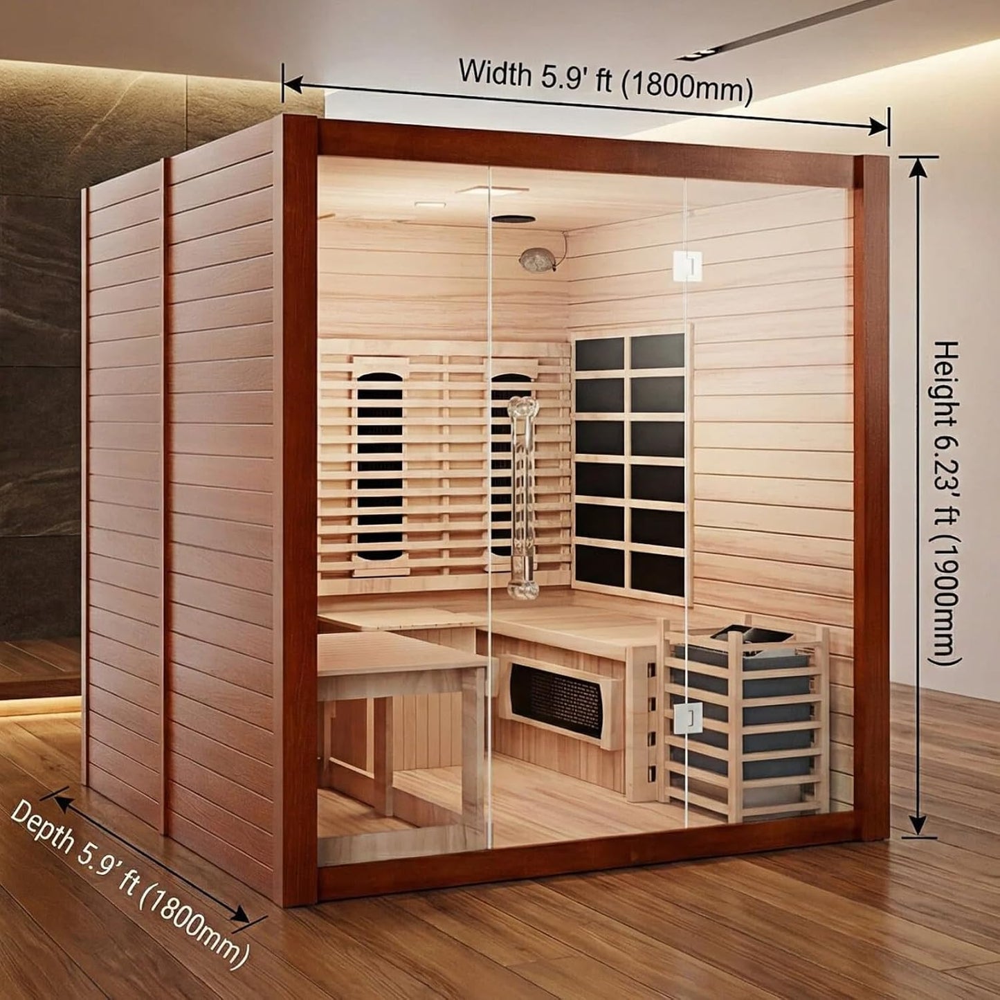 2-3 Person Indoor Combination Sauna with Recliner