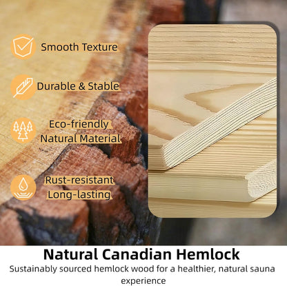 Luxury Dual-System Wood Sauna Room for 3 Person, Hybrid Indoor Sauna