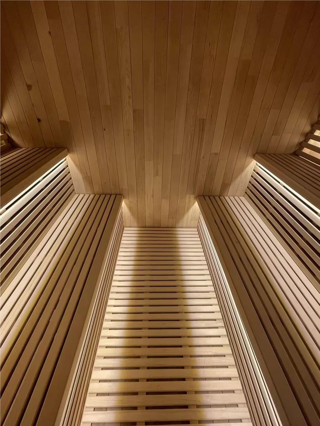 ZONEMEL Outdoor Steam Cube Sauna Cabin with Front Porch, Canadian Hemlock Square Sauna Room, Wood Burning Stove, 8mm Tempered Glass, Waterproof Boards, Porch Canopy