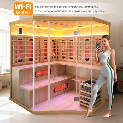 Hybrid Indoor Hemlock Sauna for 3-4 People 6KW Electric Heater