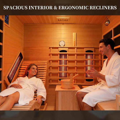 Indoor Hybrid Hemlock  Sauna with Recliner for 2 or 3 People