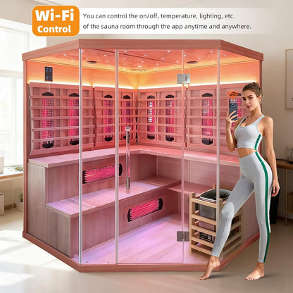 Indoor Hybrid Red Cedar Sauna for 4-6 People