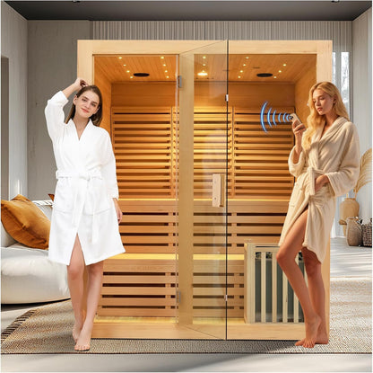 4 to 5 Person Canadian Hemlock Luxurious Indoor Sauna with 6 KW Harvia Stove Heater