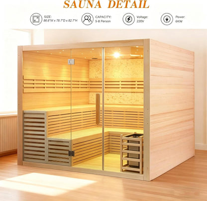 6 or 8 Person Indoor Traditional Steam Sauna